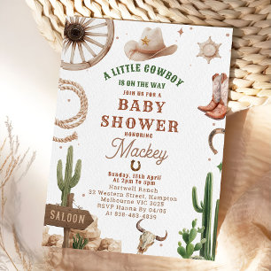 Vintage Western Cowboy Baby shower Invitation 