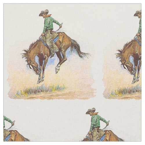 Vintage Western Cowboy Bucking Horse Fabric