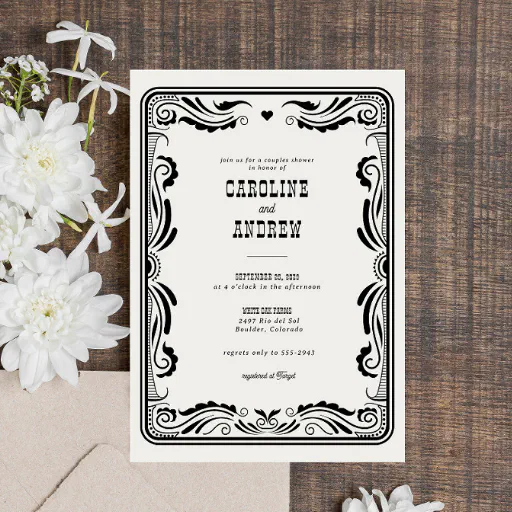Vintage Western Cowboy Country Couples Shower Invitation