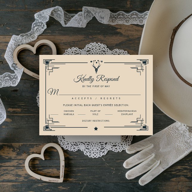 Vintage Western Cowboy Country Meal Wedding RSVP (western wedding RSVP reply cowboy cowgirl country rustic ranch barn outdoor vintage southwest desert)