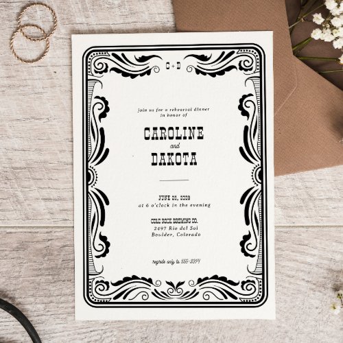 Vintage Western Cowboy Country Rehearsal Dinner Invitation