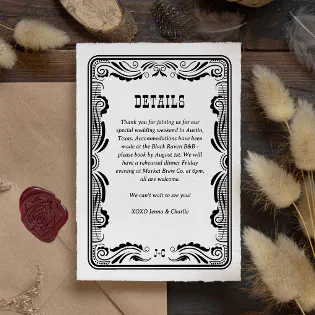 Vintage Western Cowboy Country Wedding Details RSVP Card