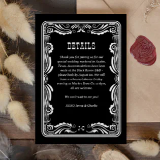 Vintage Western Cowboy Country Wedding Details RSVP Card