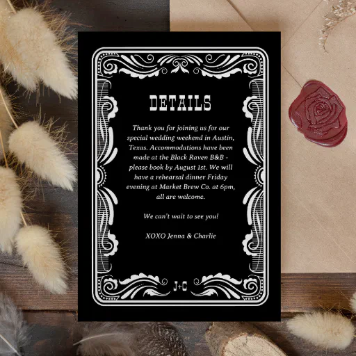 Vintage Western Cowboy Country Wedding Details RSVP Card