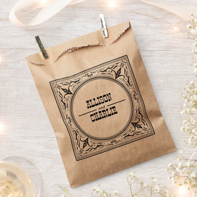 Vintage Western Cowboy Country Wedding Favor Bag (Clipped)