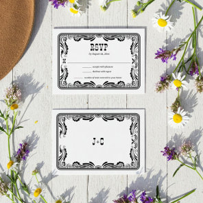 Vintage Western Cowboy Country Wedding RSVP Card