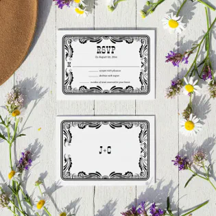 Vintage Western Cowboy Country Wedding RSVP Card