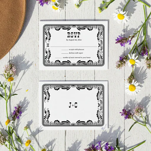 Vintage Western Cowboy Country Wedding RSVP Card