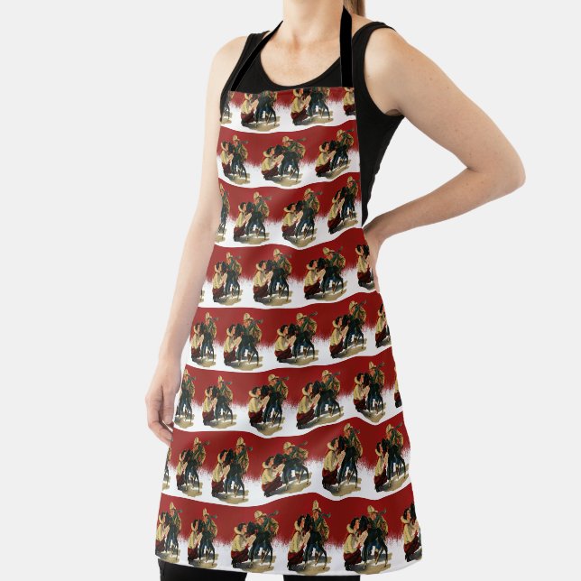 Vintage Western Cowboy Cowgirl Horse Christmas  Apron (Insitu)