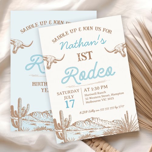 Vintage Western Cowboy First Rodeo 1st Birthday  Invitation