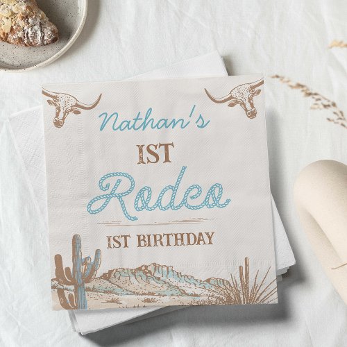 Vintage Western Cowboy First Rodeo 1st Birthday  Napkins