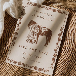Vintage Western Cowboy Horse Rustic Save the Date Invitation