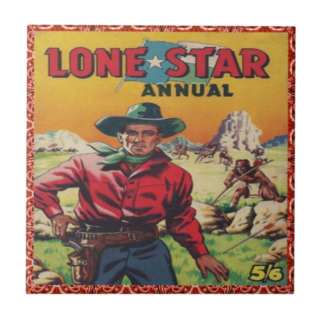 Vintage Western Cowboy Lone Star Ceramic Tile (Front)