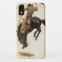 Vintage Western, Cowboy on a Bucking Bronco Horse iPhone XR Case