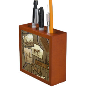 Vintage Western Cowboy Pencil Holder
