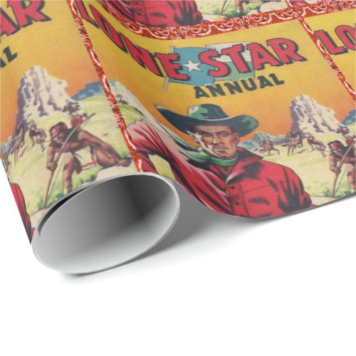 Vintage Western Cowboy Poster Print Lone Star Wrapping Paper
