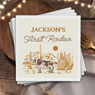 Vintage Western Cowboy Rodeo 1st Birthday Napkins