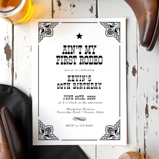 Vintage Western Cowboy Rodeo 50th Birthday Party Invitation (Creator Uploaded)