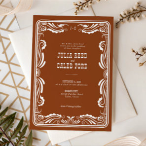 Vintage Western Cowboy Rustic Country Wedding Invitation