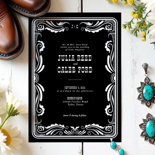 Vintage Western Cowboy Rustic Country Wedding Invitation Vintage Western Cowboy Rustic Country Wedding Invitation