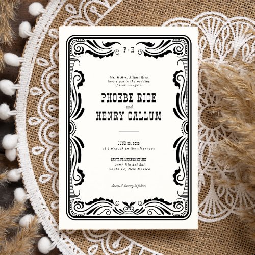 Vintage Western Cowboy Rustic Country Wedding Invitation