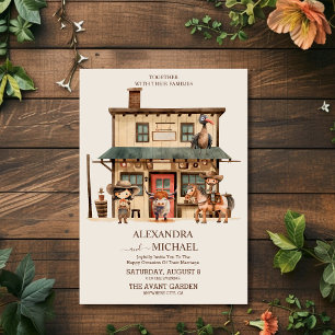 Vintage Western Cowboy Rustic Country Wedding Invitation
