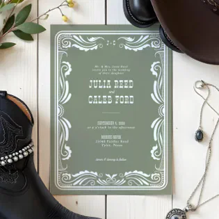 Vintage Western Cowboy Rustic Country Wedding Invitation Vintage Western Cowboy Rustic Country Wedding Invitation