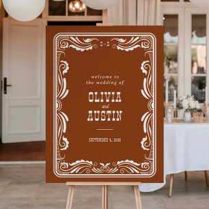 Vintage Western Cowboy Rustic Country Wedding Sign