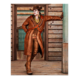 Vintage Western Cowboy Rustic Frontier Art Poster