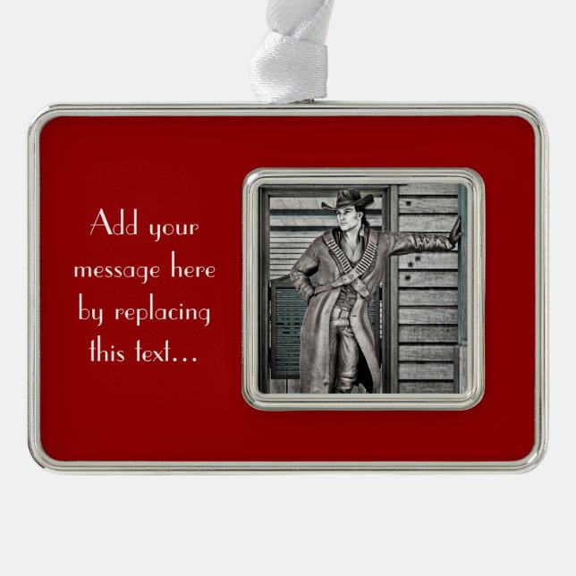 Vintage Western Cowboy Rustic Ranch Art Ornament (Front)