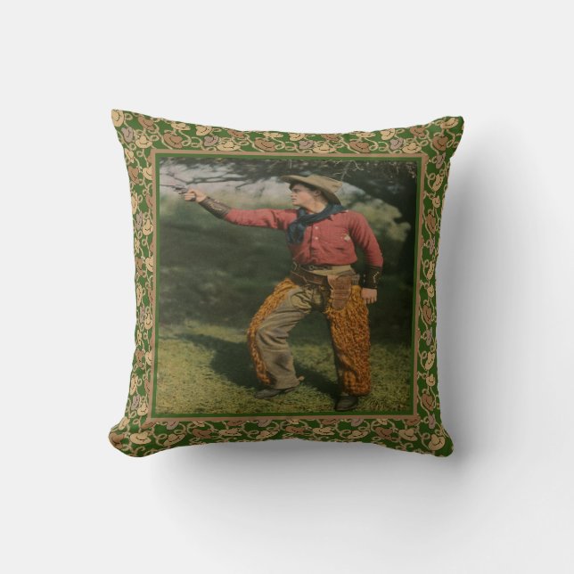 Vintage Western Cowboy with Chaps Throw Pillow (Front)