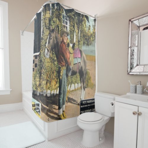 Vintage Western Cowboy With Horse Movie Poster On Shower Curtain