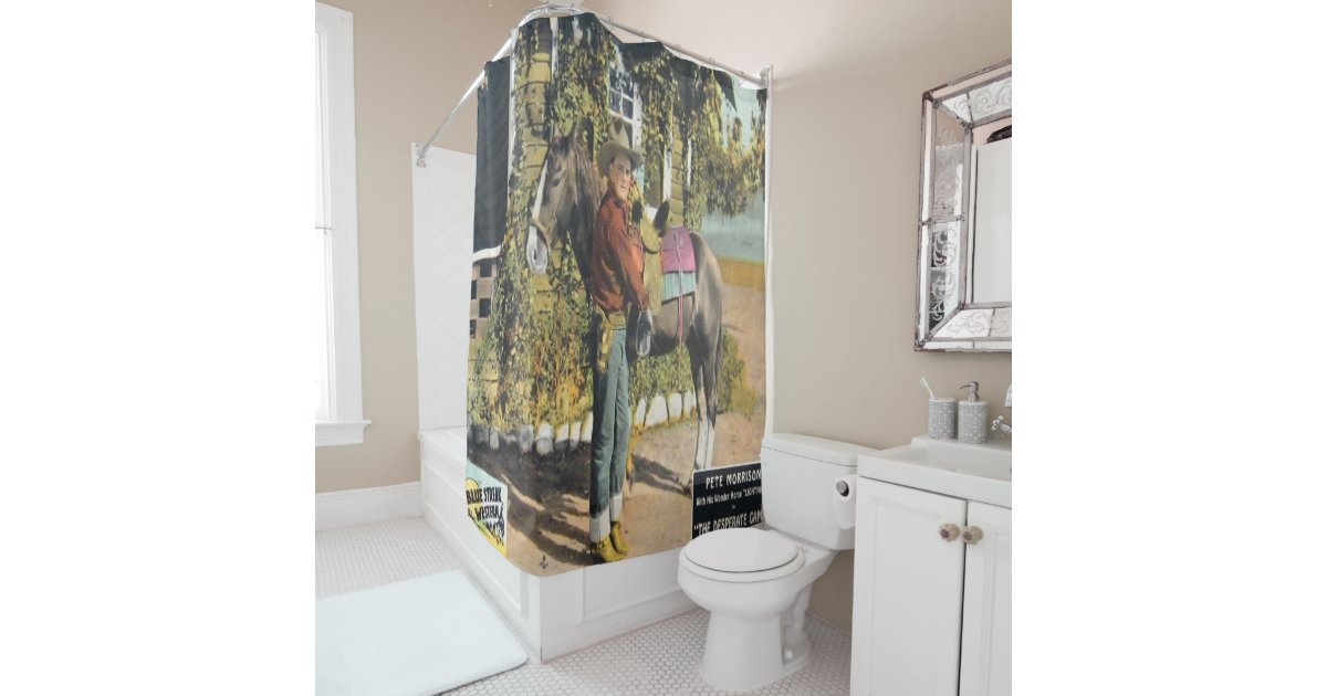 Vintage Western Cowboy With Horse Movie Poster On Shower Curtain