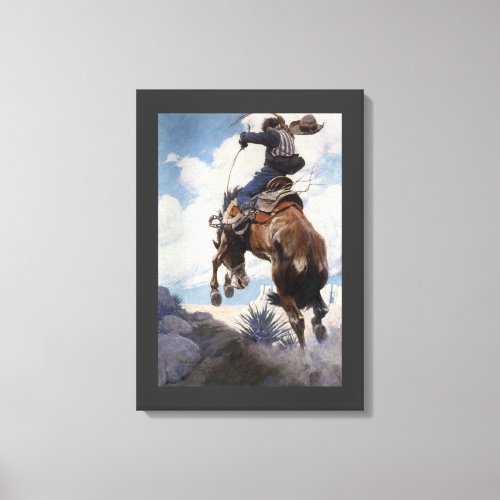 Vintage Western Cowboys Bucking by NC Wyeth Canvas Print