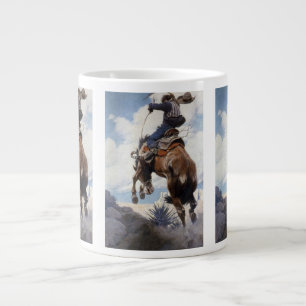 Vintage Western Cowboys, Bucking by NC Wyeth Giant Coffee Mug