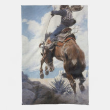 Vintage Western Cowboys, Bucking by NC Wyeth