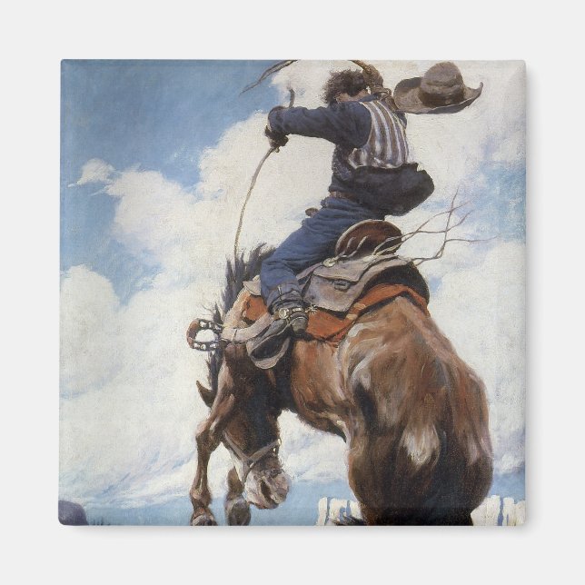 Vintage Western Cowboys, Bucking by NC Wyeth Magnet (Front)