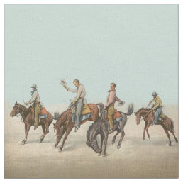Vintage Western Cowboys Bucking Horses Fabric