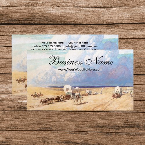 Vintage Western Cowboys Covered Wagons by Wyeth Business Card