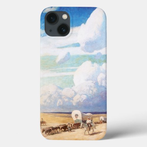 Vintage Western Cowboys Covered Wagons by Wyeth iPhone 13 Case