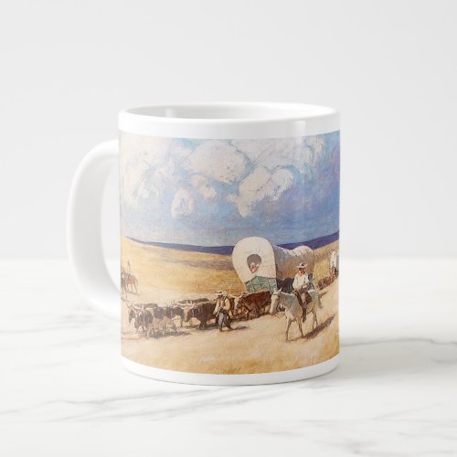 Vintage Western Cowboys Covered Wagons by Wyeth Giant Coffee Mug