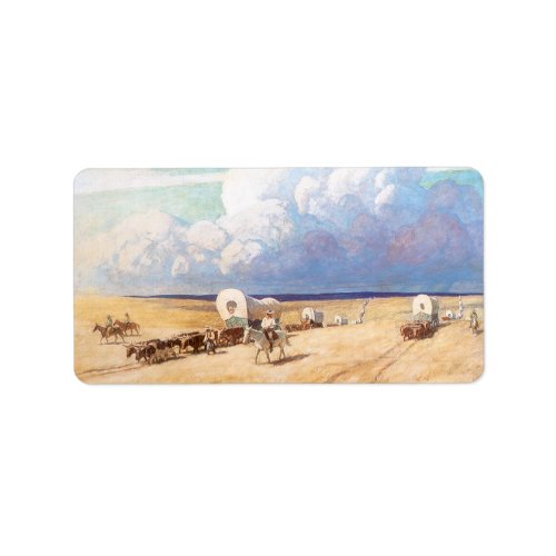 Vintage Western Cowboys Covered Wagons by Wyeth Label