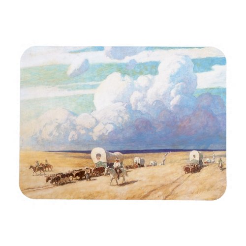 Vintage Western Cowboys Covered Wagons by Wyeth Magnet