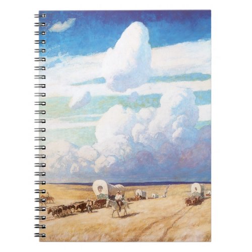 Vintage Western Cowboys Covered Wagons by Wyeth Notebook