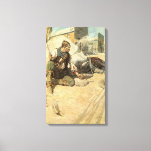 Vintage Western Cowboys, Hopalong by NC Wyeth Canvas Print