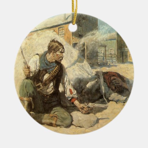 Vintage Western Cowboys Hopalong by NC Wyeth Ceramic Ornament