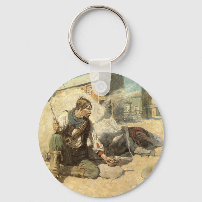 Vintage Western Cowboys, Hopalong by NC Wyeth Keychain (Front)