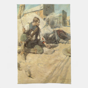 Vintage Western Cowboys, Hopalong by NC Wyeth Kitchen Towel