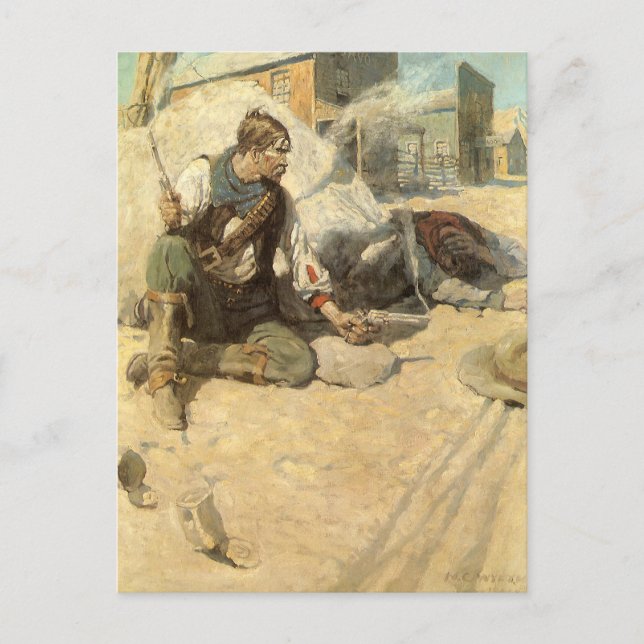 Vintage Western Cowboys, Hopalong by NC Wyeth Postcard (Front)