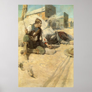 Vintage Western Cowboys, Hopalong by NC Wyeth Poster